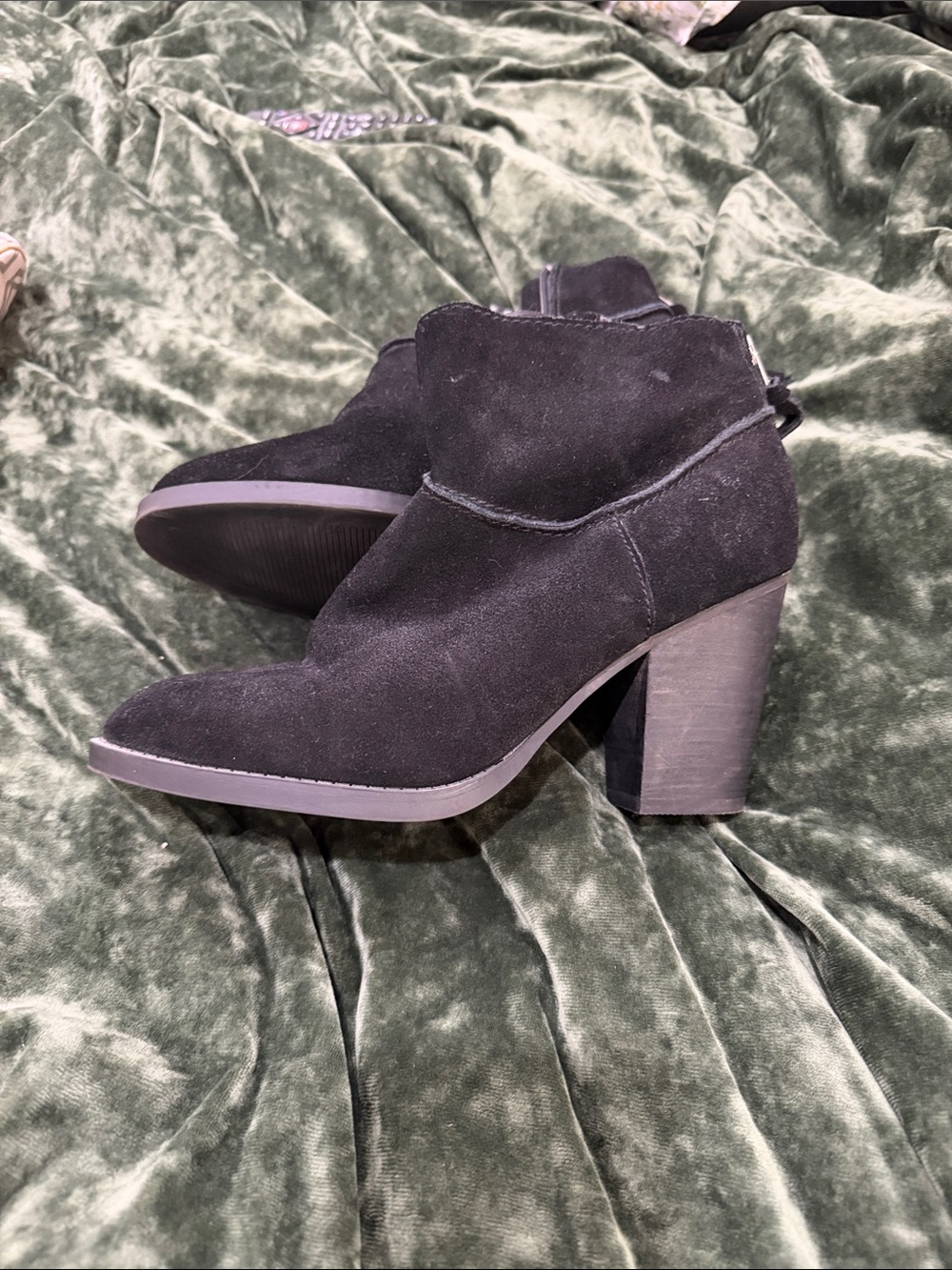 Steve Madden Black Suede Ankle Booties with Block Heel